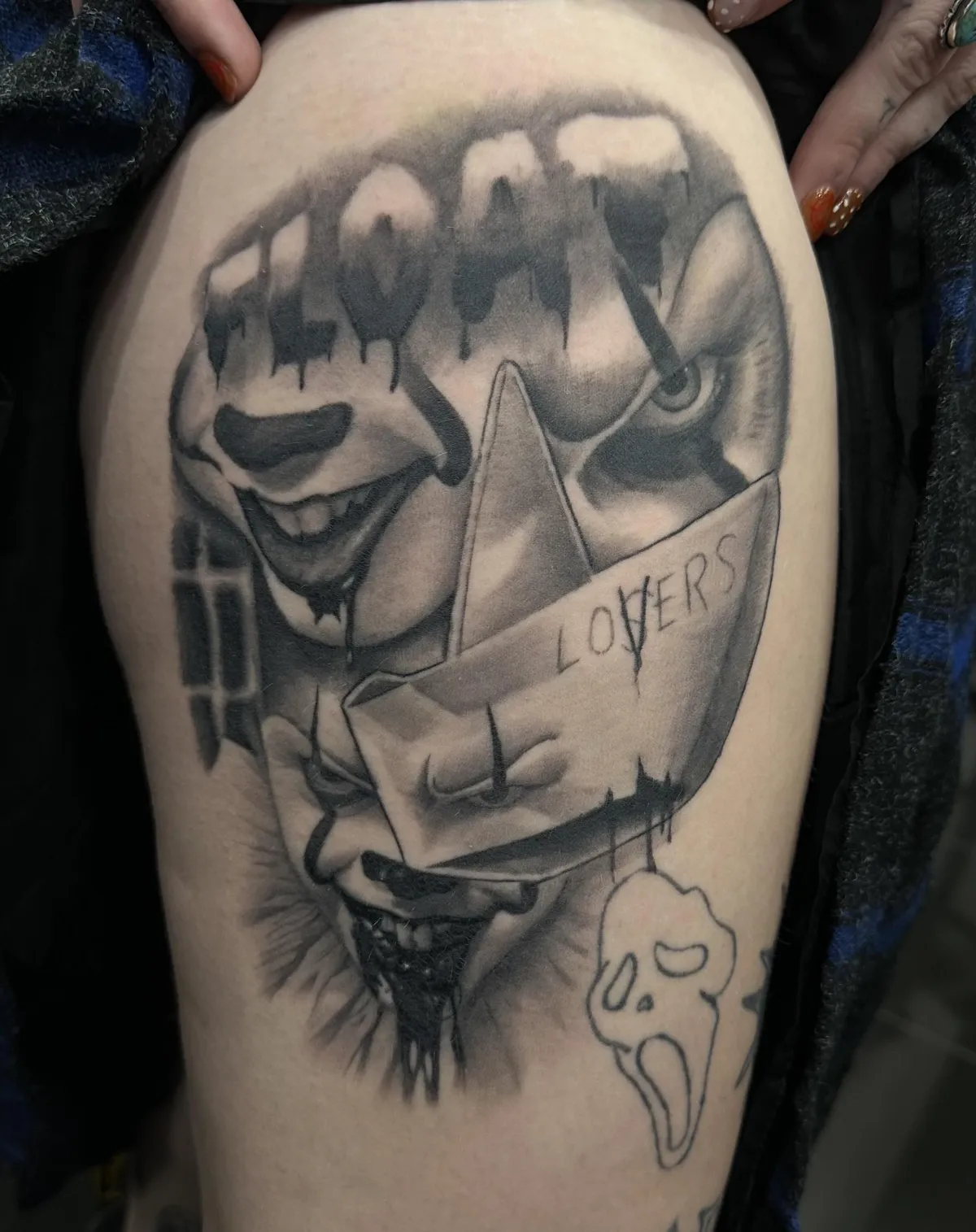 Healed black and grey tattoo