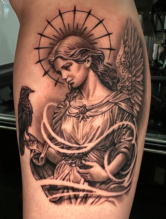 Black and grey sleeve section